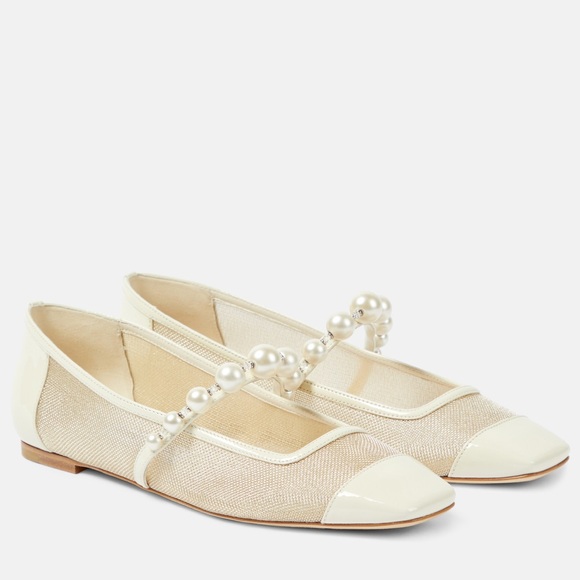 New JIMMY CHOO Ade embellished mesh Mary Jane ballet flats 38.5 $850 - Picture 2 of 14